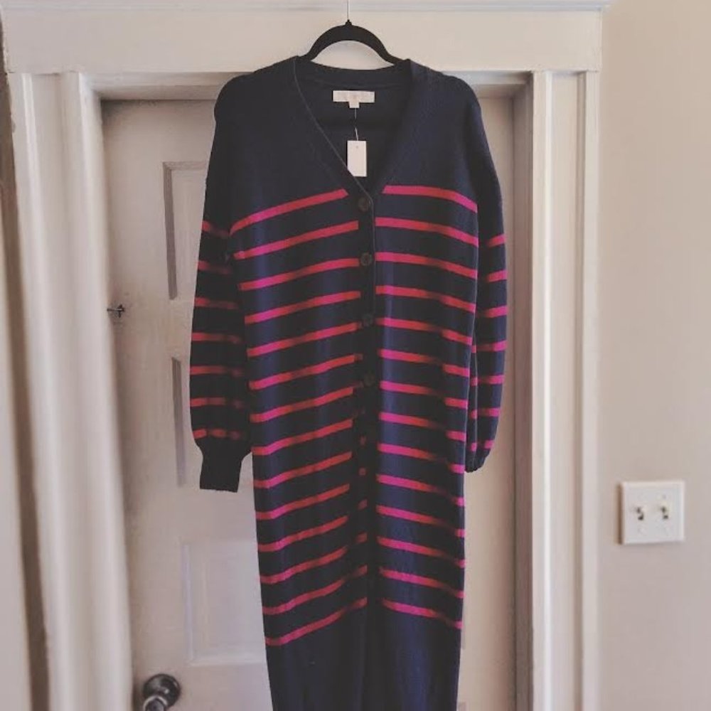 NWT  Loft  Stripe Maxi Cardigan